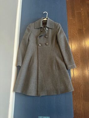 Woman’s Double-Breasted Gray Peacoat Jacket